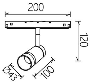 Mantra 8989 Magneto 48V, černý spot LED 7W 2700K 38°, TRIAC, průměr 4,3cm