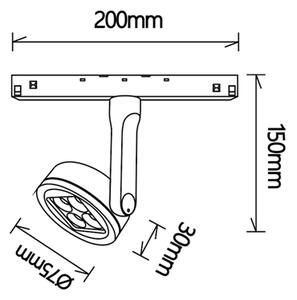 Mantra 8325 Magneto 48V, černý spot LED 10W 3000K 50°, on/off, průměr 7,5cm