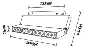 Mantra 8324 Magneto 48V, černý lineární spot LED 20W 3000K 50°, on/off, délka 25cm