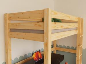 Dřevěná vyvýšená postel MAKALU pro děti 90x200 cm - Transparentní lazura