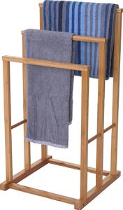 Věšák na ručníky HWC-B18, Volně stojící věšák na ručníky do koupelny, bambus 82x42x42cm