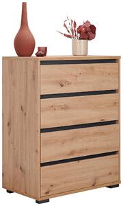 KOMODA, antracitová, barvy dubu, 80/103/48 cm Carryhome - Široké komody