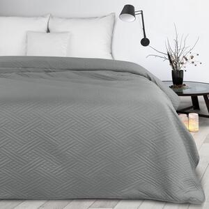 Šedý moderní přehoz na postel s geometrickým vzorem