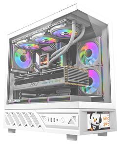 Počítačová skříň DarkFlash DS950V s displejem (bílá) + 6 ventilátorů