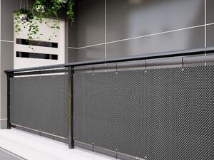 Balkonová ratanová zástěna s očky MALMO, tmavě šedá, výška 90-100 cm šířka 300-500 cm 1300 g/m2 MyBestHome Rozměr: 90x300 cm