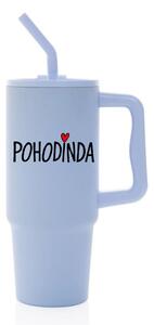 POHODINDA - světle modrá cestovní termoska s barevným víčkem 900 ml