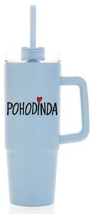 POHODINDA - svetlě modrá cestovní termoska s průhledným víčkem 900 ml