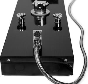 Sprchový panel CASCADA 5v1 - s termostatem a výtokem do vany - černý matný