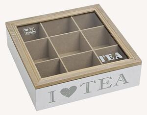 Dřevěná krabička na čaj I LOVE TEA