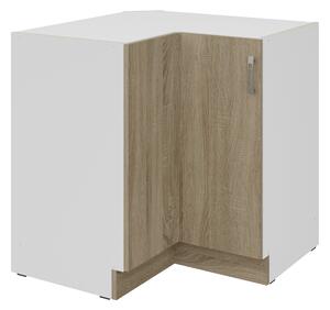 Rohová dolní kuchyňská skříňka Sylrona 89 x 89 DN 1F BB (dub sonoma + bilá)