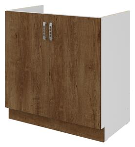 Dolní kuchyňská skříňka pod dřez Sylrona 80 ZL 2F BB (bílá + dub lefkas)