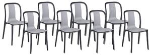 Sada 8 zahradních židlí šedá/černá SPEZIA