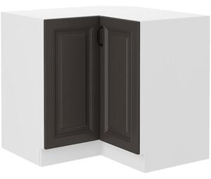 Dolní rohová skříňka SOPHIA - 90x90 cm, tmavě šedá / bílá