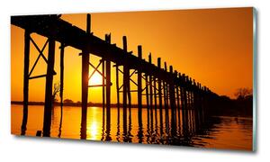 Foto obraz sklo tvrzené Most západ slunce osh-89928276