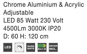 LED lustr Aria 75W 60 Chrome