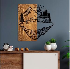 Asir Nástěnná dekorace 54x57 cm kempování dřevo/kov AS1651