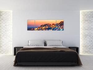 Obraz - Santorini při setmění (170x50 cm)
