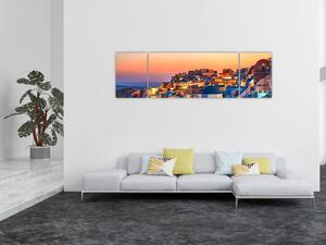 Obraz - Santorini při setmění (170x50 cm)