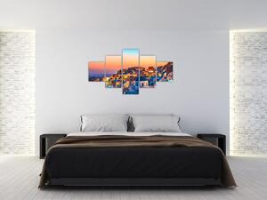 Obraz - Santorini při setmění (125x70 cm)