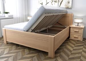 Postele Rovder Buková postel Sofie s úložným prostorem Rozměr: 200x200 (4962.8099Kč), Povrchová úprava Buk: Švestka (10%)