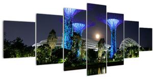 Obraz úplňku v Singapuských zahradách (210x100 cm)