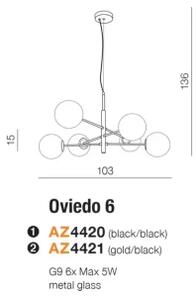 Designový lustr Oviedo 6 zlaté/Bk