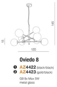 Designový lustr Oviedo 8 zlaté/Bk
