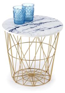 HALMAR Odkládací stolek HARISSA bílý mramor/zlatý