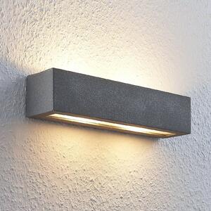 Nástěnné svítidlo Lindby Nellie, šedá barva, beton, šířka 35,3 cm