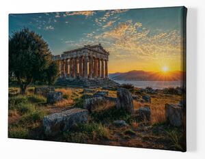 Obraz na plátně - Starý řecký chrám při západu slunce FeelHappy.cz Velikost obrazu: 210 x 140 cm