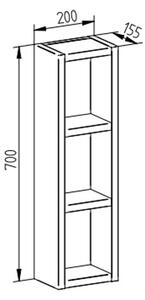 EBS Kuba Policová skříňka 20 cm, dub halifax KUBAH20DH