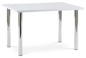 Jídelní stůl 120x75 cm, chrom / vysoký lesk bílý AT-1914B WT