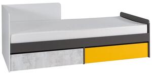 Postel s matrací Runo RU07, Barva: bílá + grafit / enigma + grafit + žlutá, Strana: pravá Mirjan24 5902928031676