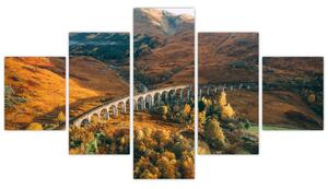 Obraz mostu ve skotském údolí (125x70 cm)