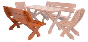Drewmax MO111 lavice - Zahradní lavice z masivního smrkového dřeva 150x62x89cm - Týk