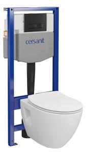 Cersanit Moduo, System50 MECH podomítkový rám + závěsná wc mísa Moduo Plus CleanOn + černé tlačítko MOVI II, S701-766