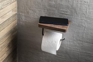 Sapho SKA držák toaletního papíru s poličkou 15x10x12cm, černá mat/ořech