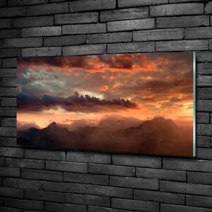 Foto obraz sklo tvrzené Západ slunce hory osh-90609919