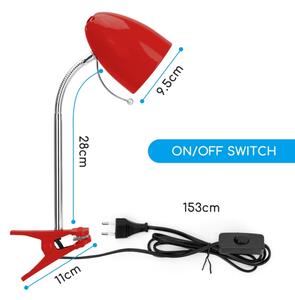 Aigostar - Stolní lampa s klipem 1xE27/11W/230V červená/chrom