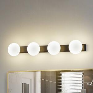 Lucande Koupelnové nástěnné svítidlo LED Myrra, černé, sklo, 60 cm, IP44, Černá, Koupelna, Hliník, Moderní