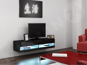 TV stolek Zigo New 140, Osvětlení: osvětlení LED - bílé, Barva: šedá / šedá lesk Mirjan24 5902928696509
