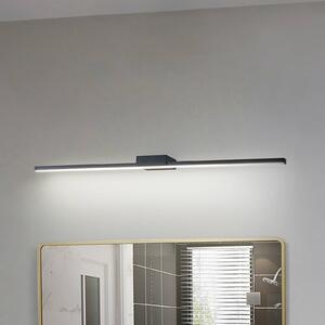 Lucande Zrcadlová lampa LED Kivana, černá, kov, 90 cm, IP44, Černá, Koupelna, Hliník, Moderní