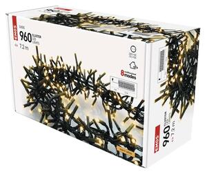 D4BW08 EMOS CLASSIC vánoční řetěz - ježek 960 LED 7,2m černý drát, teplá bílá, 8 módů, časovač, IP44