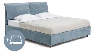 Modrá čalouněná dvoulůžková postel s úložným prostorem s matrací/s roštem 180x200 cm Myra Pillow – Bonami Selection