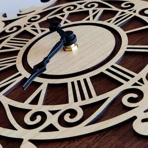 Dřevěné nástěnné hodiny - Vintage Spodní část hodin: Dub Lanýž, Horní část hodin: Dub Taupe