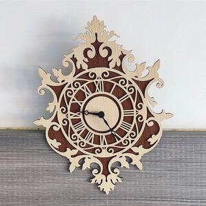 Dřevěné nástěnné hodiny - Vintage Spodní část hodin: Dub Lanýž, Horní část hodin: Dub Taupe