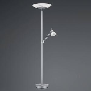 HELL LED stojací lampa Findus, 2 světla, nikl, stmívatelný, Hliník / šedá / zinek, Obývací pokoj / jídelna, kov, Moderní