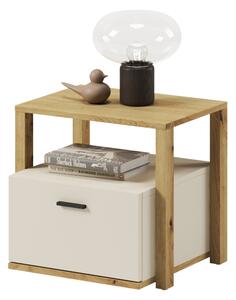 Noční stolek LENNY dub artisan/béžová/lanýžová