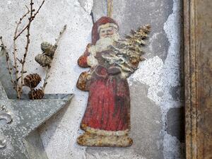 Vánoční kovová závěsná dekorace Santa Vintage - 16*30 cm