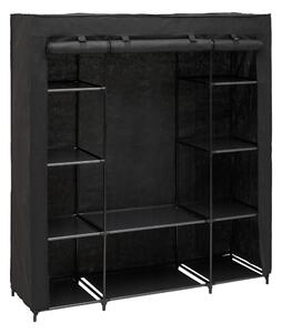 Textilní šatní skříň DRESSY dvojitá se 2 policemi, 155 x 45 x 165 cm - černý